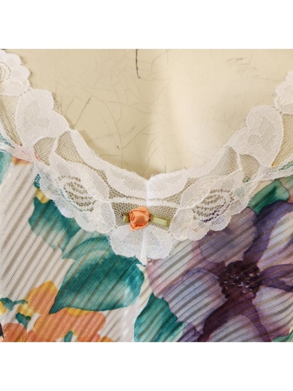 Vintage Floral Nightie Lingerie Sheer Slip Dress 90s 199ps Y2K Mini Fairycore - Picture 5 of 11